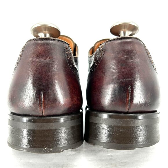 Magnanni for Ingledews Mens 10M Burgundy Brown Leather Dress Shoe Wingtip Oxford - Picture 4 of 11